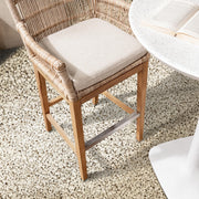 Classic Home Valerie counter height stool with wooden frame and cushioned seat, ideal for kitchen or bar area.