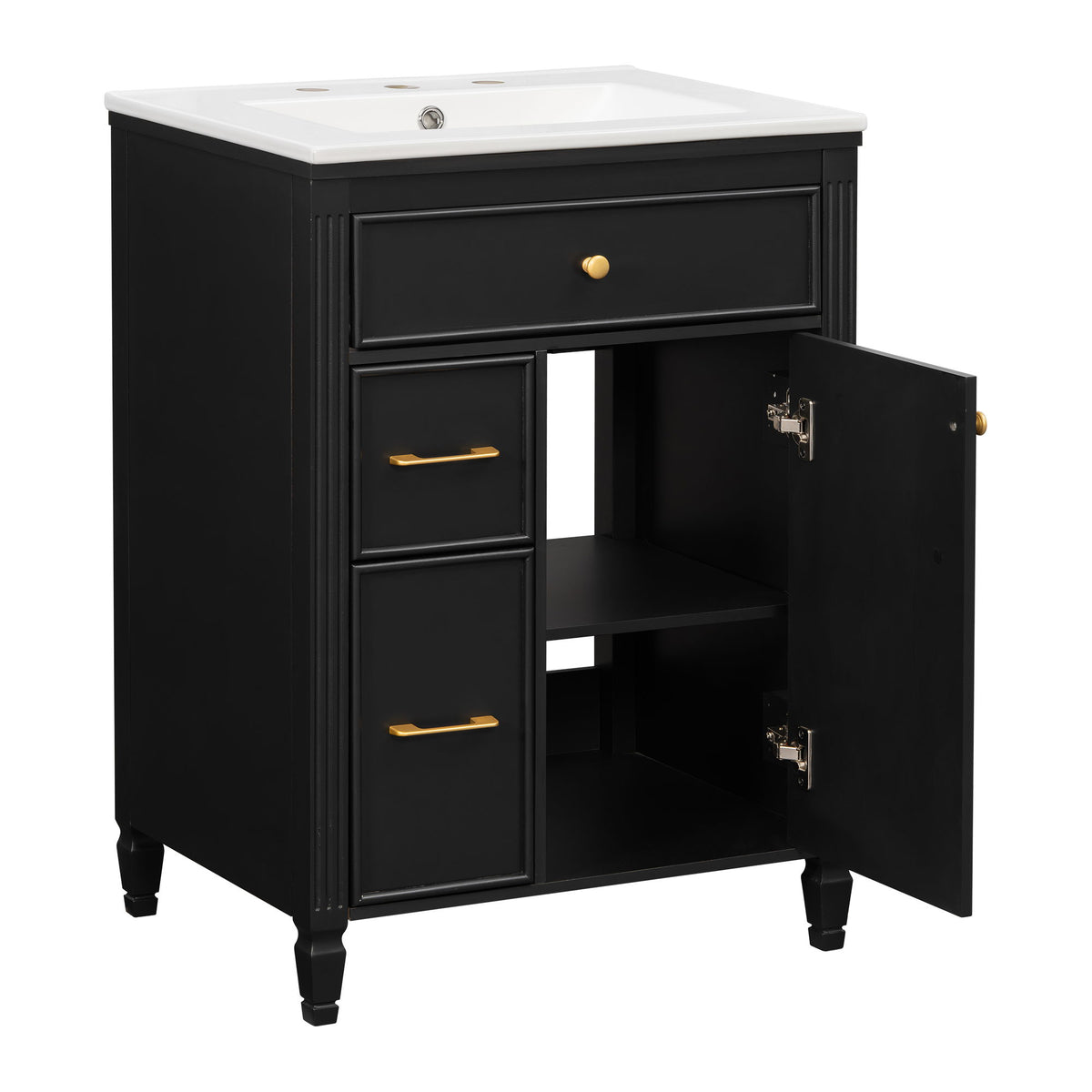 Freestanding Bathroom Vanity With Sink, Soft Close Door, Tip Out Drawer