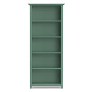Handcrafted Amherst 5-shelf bookcase by Simpli-Home with wooden shelves and sturdy frame, ideal for home or office storage.
