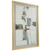 Gold abstract canvas art titled "Crosswalk" by Uttermost featuring bold, modern design on textured canvas.