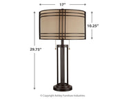 Hanswell - Metal Table Lamp  - Dark Brown - R&R Furniture Gallery (Fountain Valley, CA)
