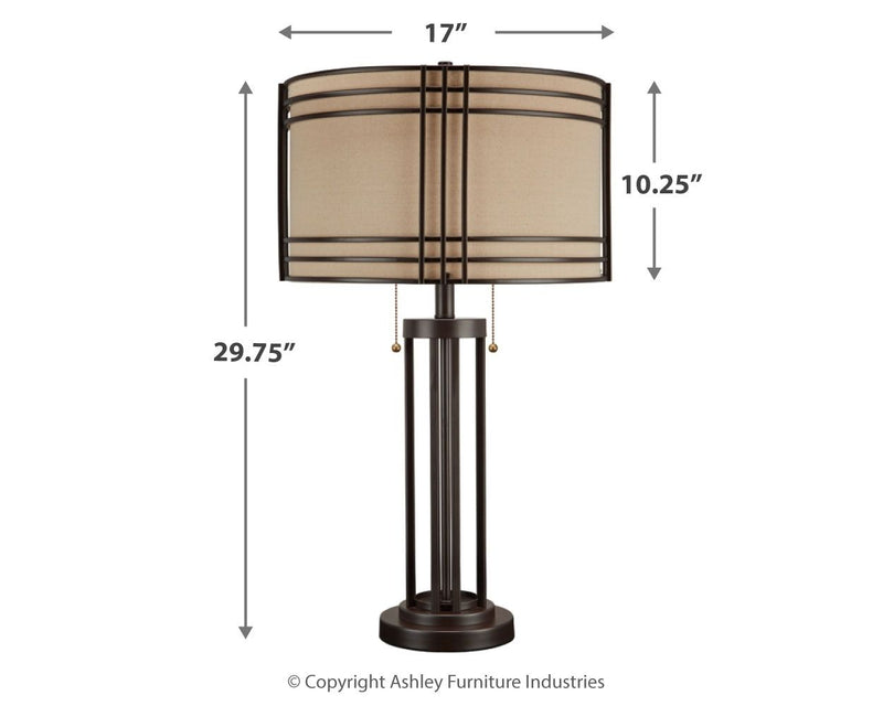 Hanswell - Metal Table Lamp  - Dark Brown - R&R Furniture Gallery (Fountain Valley, CA)