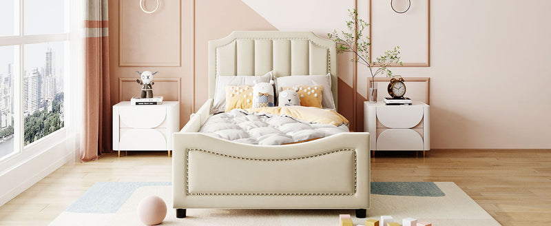 Upholstered Daybed With Classic Stripe Shaped Headboard - R&R Furniture Gallery (Fountain Valley, CA)