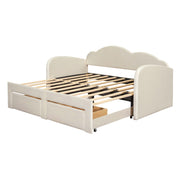 Upholstered Daybed With Cloud-Shaped Backrest, Trundle & 2 Drawers And USB Ports - R&R Furniture Gallery (Fountain Valley, CA)