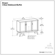 Draper - 3 Door Sideboard Buffet - Brown - R&R Furniture Gallery (Fountain Valley, CA)
