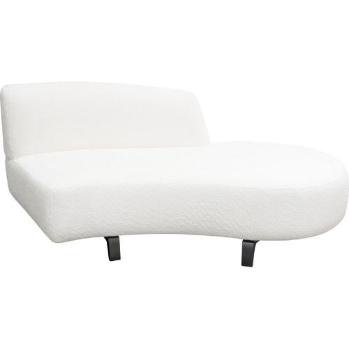 Vesper Curved Armless Right Chaise in Faux White Shearling w/ Black Wood Leg Base