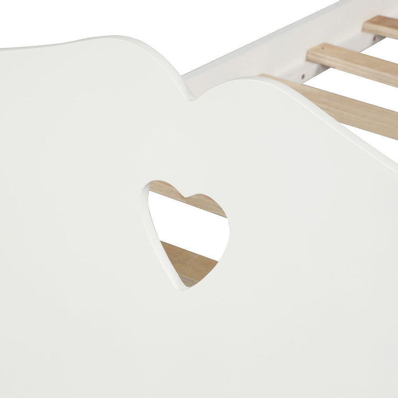DreamHaus platform bed with slat support, featuring a headboard and footboard, shown in a modern bedroom setting