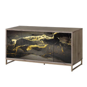 Payo - Console Cabinet - Black Marble Print Oak & Champagne - R&R Furniture Gallery (Fountain Valley, CA)