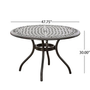 Tranquilius - Outdoor Round Dining Table With Lattice Tabletop, Umbrella Hole And Curved Legs - R&R Furniture Gallery (Fountain Valley, CA)