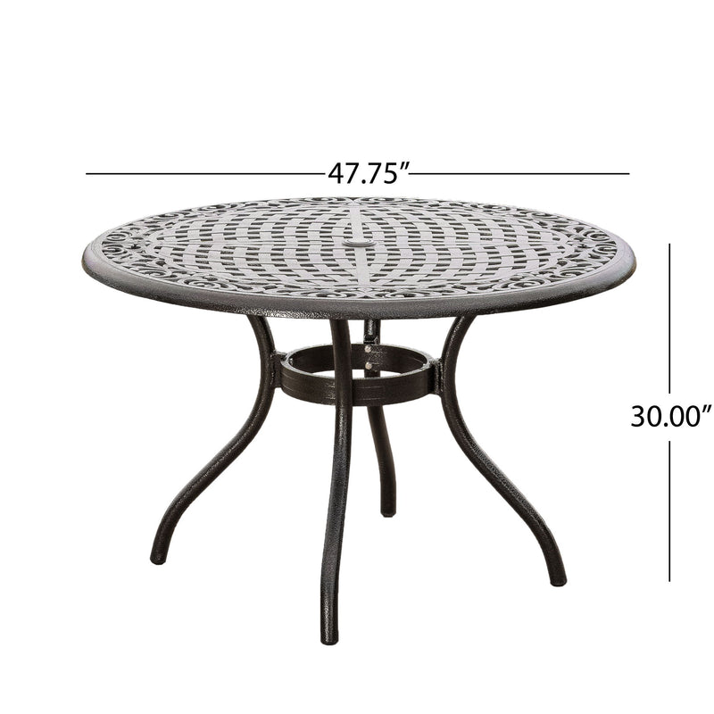 Tranquilius - Outdoor Round Dining Table With Lattice Tabletop, Umbrella Hole And Curved Legs - R&R Furniture Gallery (Fountain Valley, CA)