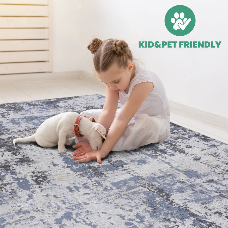 Payas - 6' X 9' Abstract Area Rug - Gray / Denim - R&R Furniture Gallery (Fountain Valley, CA)