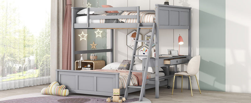 Full Over Full Bunk Bed With Desk - R&R Furniture Gallery (Fountain Valley, CA)