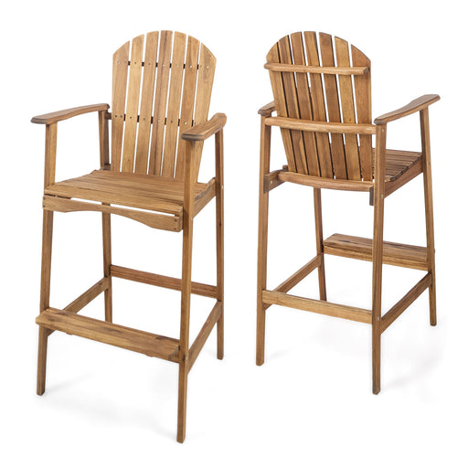 Outdoor Acacia Wood Adirondack Barstools (Set of 2) - R&R Furniture Gallery (Fountain Valley, CA)