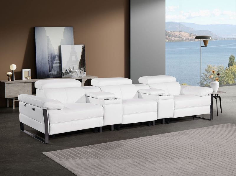 1246 - Modular Power Triple Reclining Dual Console Sofa With Power Reclining Headrests - R&R Furniture Gallery (Fountain Valley, CA)