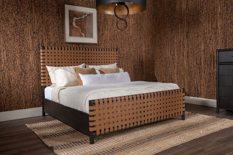 Dorsey California King-size Woven Panel Bed in Basalt Grey and Ginger - R&R Furniture Gallery (Fountain Valley, CA)