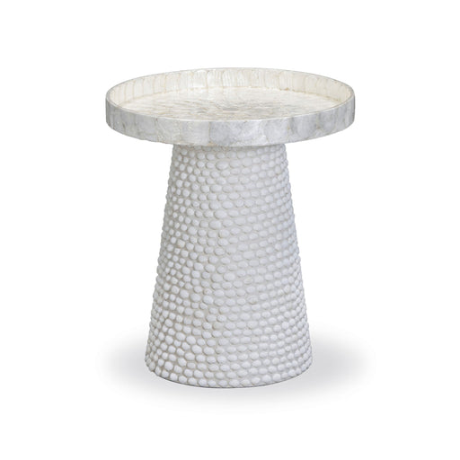 Coast - Seashell Round Side Table - Pearl White - R&R Furniture Gallery (Fountain Valley, CA)