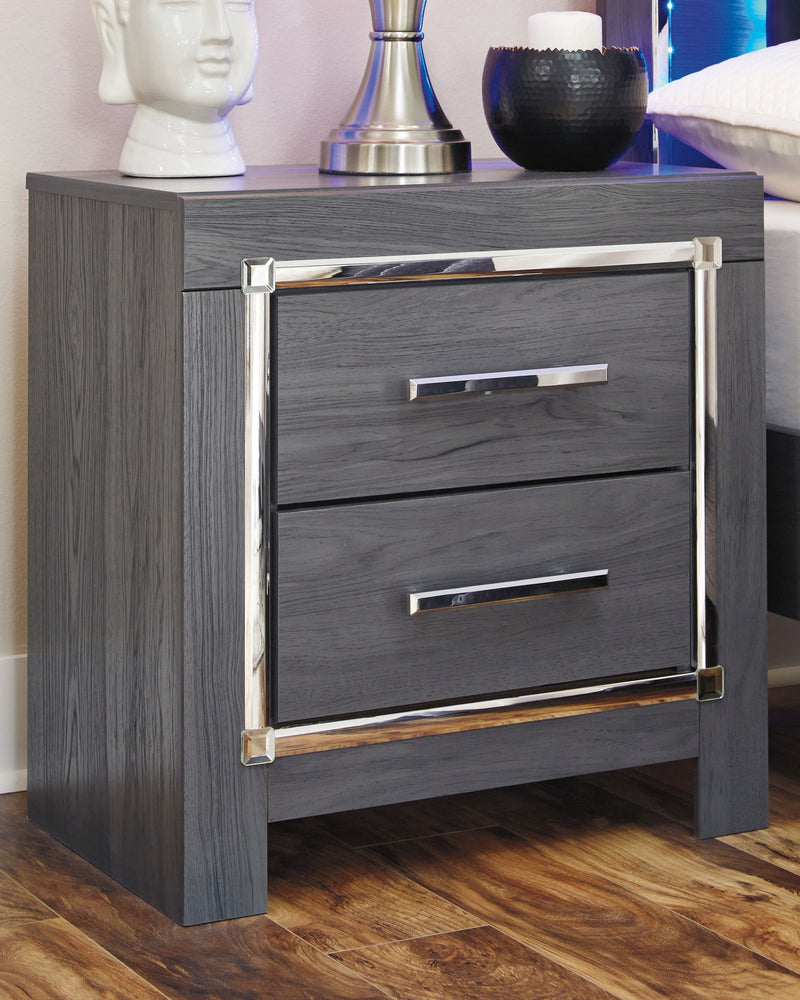 Lodanna - Two Drawer Night Stand - Gray - R&R Furniture Gallery (Fountain Valley, CA)