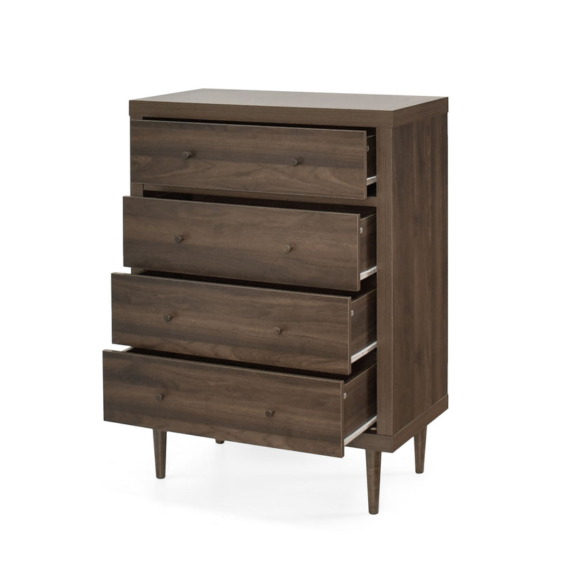 Farhart - Mid Century Modern 4 Drawer Dresser - Walnut - R&R Furniture Gallery (Fountain Valley, CA)
