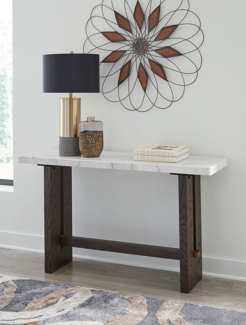 Burkhaus - Sofa Table - White / Dark Brown - R&R Furniture Gallery (Fountain Valley, CA)