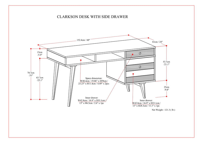 Clarkson - Desk With Side Drawers - Rustic Natural Aged Brown - R&R Furniture Gallery (Fountain Valley, CA)
