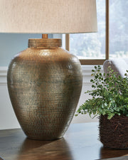 Madney - Metal Table Lamp - Antique Gold Finish - R&R Furniture Gallery (Fountain Valley, CA)