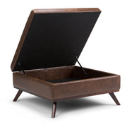 Owen - Square Coffee Table Storage Ottoman - Distressed Chestnut Brown - R&R Furniture Gallery (Fountain Valley, CA)