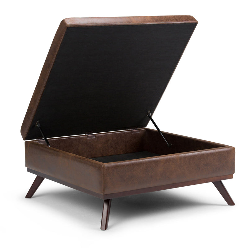 Owen - Square Coffee Table Storage Ottoman - Distressed Chestnut Brown - R&R Furniture Gallery (Fountain Valley, CA)