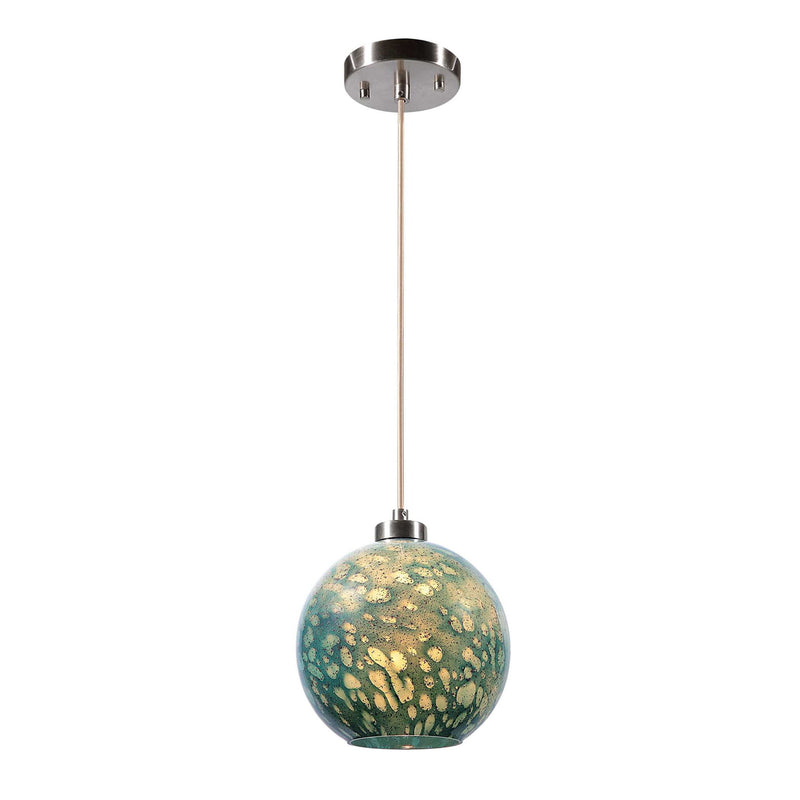 Uttermost Gemblue 1 Light Mini Pendant in vibrant blue glass with a sleek metal fixture for modern pendant lighting.