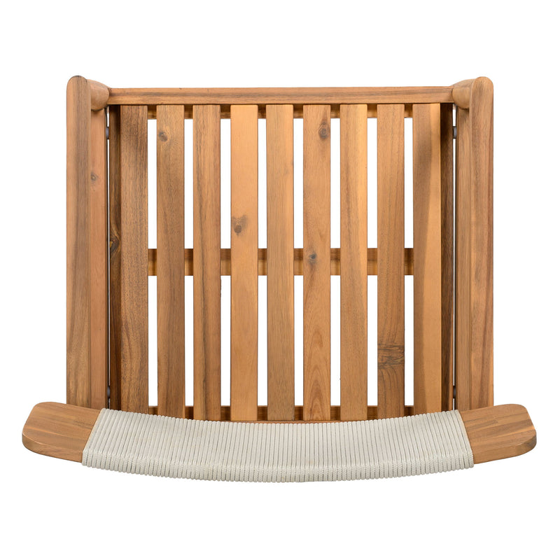 Creative Braided Acacia Wood Outdoor Dining Table And Chairs With Armrests (Set of 2) - Teak / White - R&R Furniture Gallery (Fountain Valley, CA)