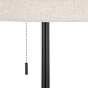Lumi Source Tier contemporary floor lamp with sleek metal design and adjustable arm, standing on a modern living room floor.