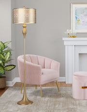 Lumi Source Ashland contemporary floor lamp with laser cut design, standing tall with a sleek modern style and warm lighting.