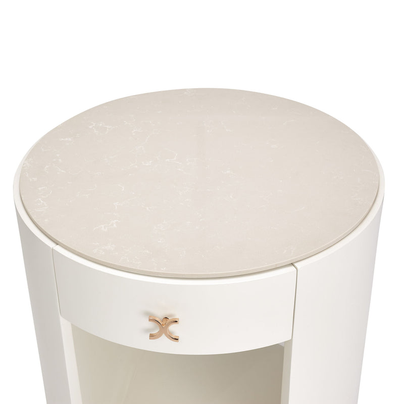 La Rachelle - Round End Table - Champagne - R&R Furniture Gallery (Fountain Valley, CA)