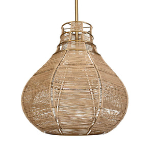 Hestia - 1 Light Natural Rope Pendant - Light Brown