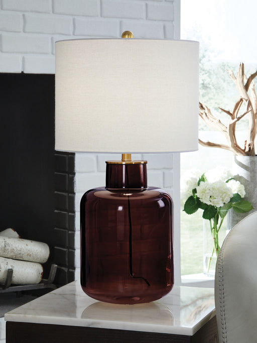 Mette - Glass Table Lamp - Brown / Gold Finish - R&R Furniture Gallery (Fountain Valley, CA)