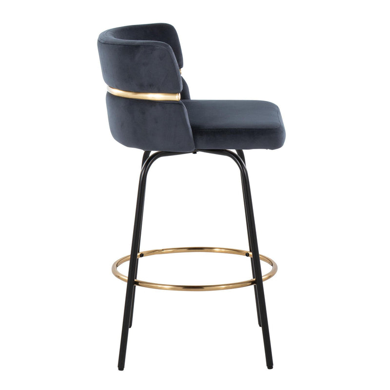Set of two Lumi Source Cinch contemporary fixed height counter stools with swivel, round footrest, and sleek modern design.