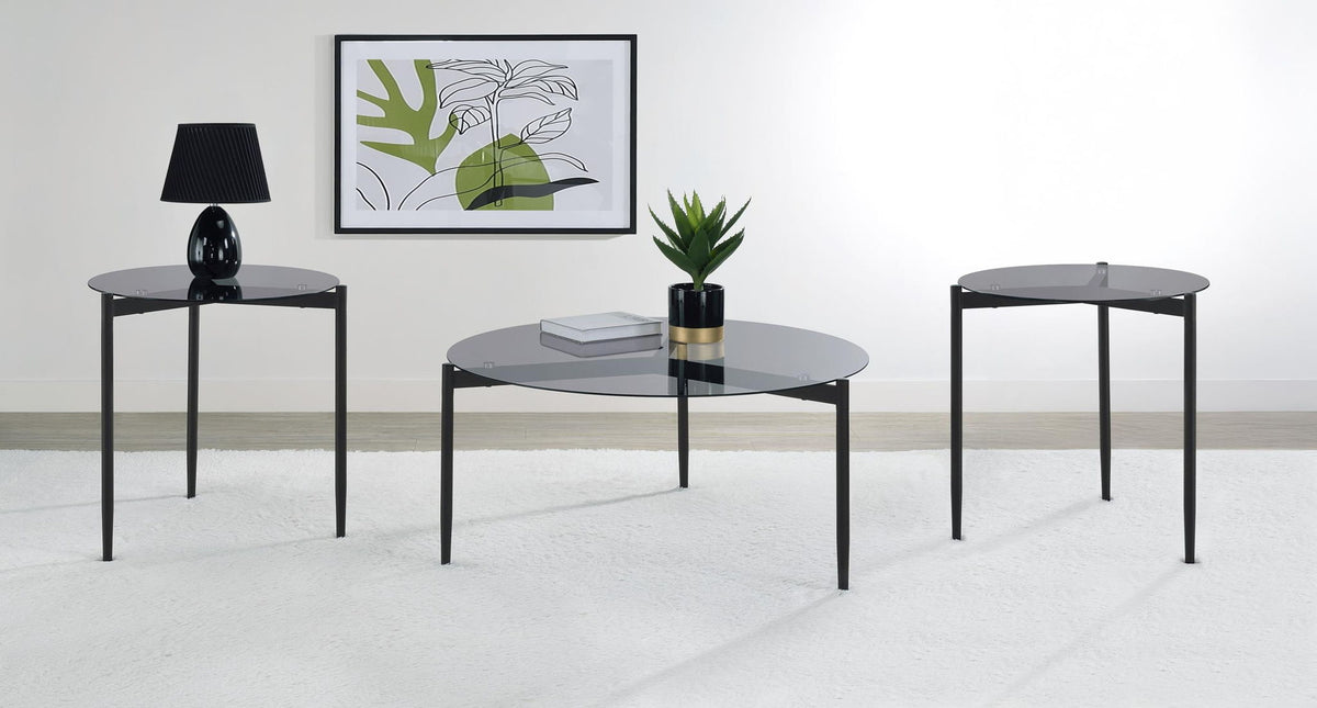 Rosalie 3-piece Round Coffee and End Table Set Grey
