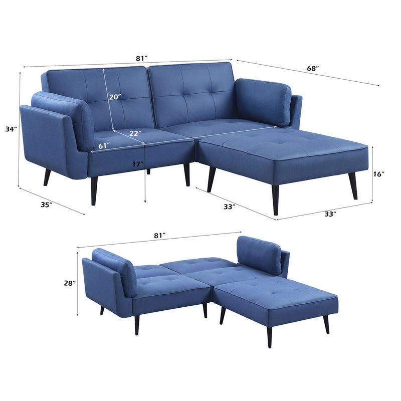Nafisa - Adjustable Sofa & Ottoman - Blue Fabric - R&R Furniture Gallery (Fountain Valley, CA)