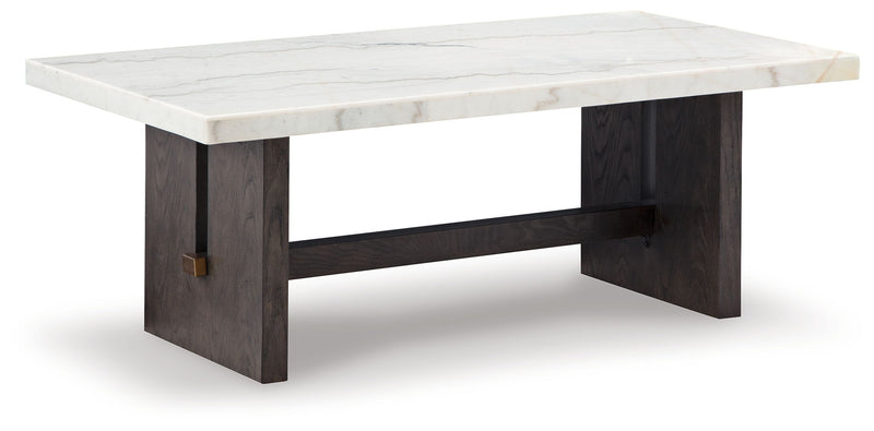 Burkhaus - Rectangular Cocktail Table - White / Dark Brown - R&R Furniture Gallery (Fountain Valley, CA)