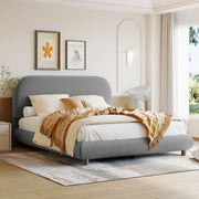 Upholstered Platform Bed With Thick Solid Frame And Stylish Curve-Shaped Design - R&R Furniture Gallery (Fountain Valley, CA)