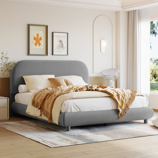 Upholstered Platform Bed With Thick Solid Frame And Stylish Curve-Shaped Design - R&R Furniture Gallery (Fountain Valley, CA)