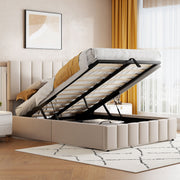 Elegant Upholstered Platform Bed With Hydraulic Storage System - R&R Furniture Gallery (Fountain Valley, CA)