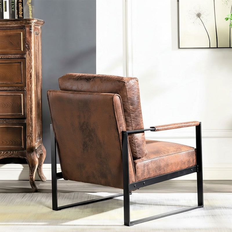 Accent Chair With Durable Square Frame, Armchair For Living Room - Brown - R&R Furniture Gallery (Fountain Valley, CA)