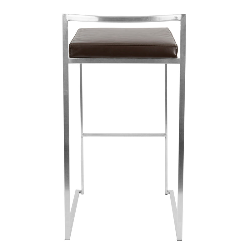 Lumi Source Fuji contemporary stackable barstool set with sleek modern design and wooden legs, ideal for stylish bar or kitchen seating.