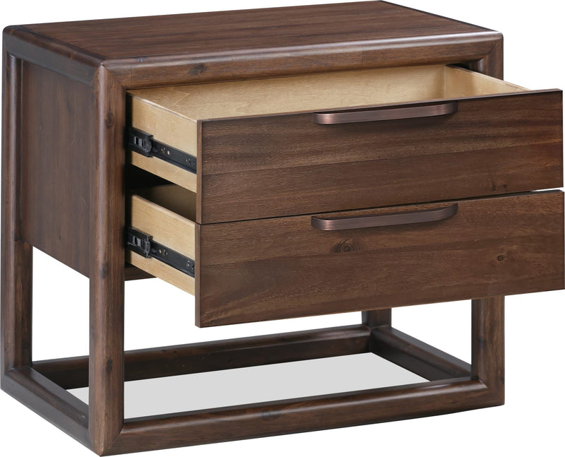 Sol Two Drawer USB-Charging Nightstand in Brown Spice