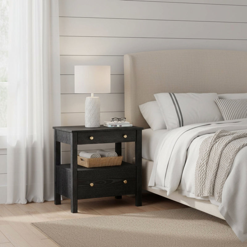 Danielle - 2 Drawer Nightstand - Black - R&R Furniture Gallery (Fountain Valley, CA)