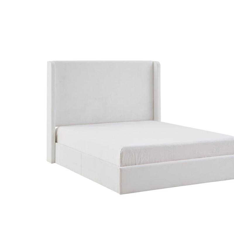 Carmen - King Size Upholstered Wingback Bed - White - R&R Furniture Gallery (Fountain Valley, CA)