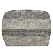 Upholstered square clay-colored accent pouf by Simpli-Home, showcasing its soft fabric and modern design for versatile seating.