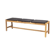 Rustic teak 3-seater bench from Noble House, part of the Cambria collection, featuring sturdy wood construction and natural finish.