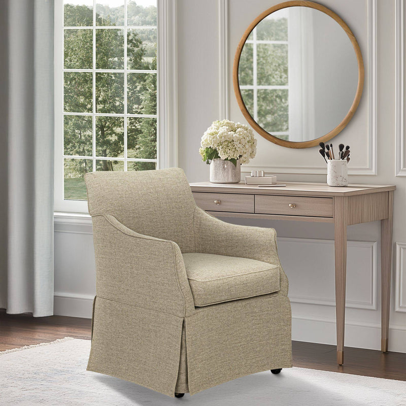 London - Upholstered Skirted Dining Arm Chair - R&R Furniture Gallery (Fountain Valley, CA)