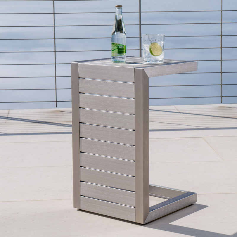Aluminum Outdoor C - Shaped Side Table For Patio - R&R Furniture Gallery (Fountain Valley, CA)